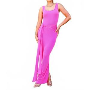 NEW SURELYMINE bella self tie maxi dress in pink